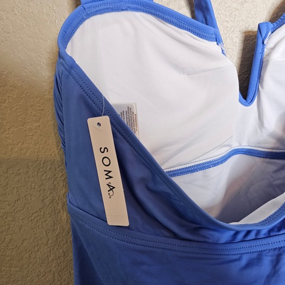NWT SOMA Swim V Wire Halter Tankini French Blue Size M - Picture 4 of 8
